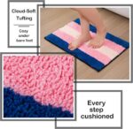 Tufted Striped Bath Mat – Soft Plush Microfiber Rug with Colorful or Pink-Blue Stripes, Non-Slip & Machine Washable Floor Mat for Bathroom, Bedroom, Entryway (24x16, Blue-Pink-White Striped) - Image 4