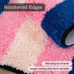 Tufted Striped Bath Mat – Soft Plush Microfiber Rug with Colorful or Pink-Blue Stripes, Non-Slip & Machine Washable Floor Mat for Bathroom, Bedroom, Entryway (24x16, Blue-Pink-White Striped) - Image 6