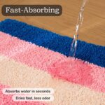Tufted Striped Bath Mat – Soft Plush Microfiber Rug with Colorful or Pink-Blue Stripes, Non-Slip & Machine Washable Floor Mat for Bathroom, Bedroom, Entryway (24x16, Blue-Pink-White Striped) - Image 7