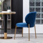 Amoa Contemporary Golden Metal Legs with Velvet Upholstered Dining Chairs Set of 2, Blue - Image 8