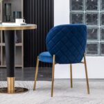 Amoa Contemporary Golden Metal Legs with Velvet Upholstered Dining Chairs Set of 2, Blue - Image 9