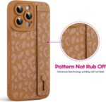 OOK Compatible with iPhone 14 Pro Max Brown Leopard Case with Wrist Strap, Leopard Cheetah TPU Shockproof Protection Slim Silicone Cover with Camera Lens Protection for Women Girls, for 6.7inch - Image 3