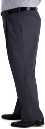 Haggar Men's Iron Free Premium Khaki Classic Fit Pleat Front Expandable Waist Casual Pant(Regular and Big & Tall Sizes) - Image 3