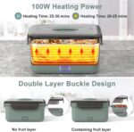 Electric Lunch Box Food Heater 100W, 4 in 1 Ultra Quick Heated Lunch Boxes for Adults 12V/24V/110V/220V Portable Food Warmer for Car/Truck/Office With Fork Spoon and Insulated Carry Bag - Image 4