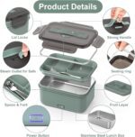 Electric Lunch Box Food Heater 100W, 4 in 1 Ultra Quick Heated Lunch Boxes for Adults 12V/24V/110V/220V Portable Food Warmer for Car/Truck/Office With Fork Spoon and Insulated Carry Bag - Image 5