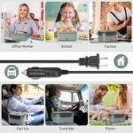 Electric Lunch Box Food Heater 100W, 4 in 1 Ultra Quick Heated Lunch Boxes for Adults 12V/24V/110V/220V Portable Food Warmer for Car/Truck/Office With Fork Spoon and Insulated Carry Bag - Image 8