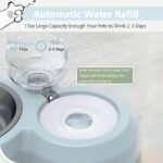 Dog Bowls, Puppy Cat Food and Water Bowl Set with Water Dispenser and Stainless Steel Bowl Non-Slip Mat, Detachable Gravity Pet Feeder and Waterer Set for Cats Dogs Puppy Rabbit (Grey) - Image 3