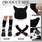 Mepase Grunge Clothes Sets, Crochet Cat Beanie Y2k Leg Warmers Fingerless Knit Gloves Jewelry Accessories Set for Girls - Image 3