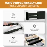 Bambüsi 4 Pack Drawer Dividers - 2.6" High, 16-22" Adjustable Drawer Bamboo Organizers for Clothes, Expandable Dresser Separators in Bedroom/Bathroom/Kitchen/Office Organization and Storage (Black) - Image 5