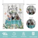 Farmhouse Highland Cow Shower Curtain 60Wx72H Inch Cute Bull Donkey Pig Cotton Flower Green Truck Shower Curtain Bathroom Set Eucalyptus Leaf Waterproof Bath Decoration Accessories Home Decor - Image 7