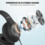 USB C Headphones Wired, Over Ear USB C Wired Headphones with Microphone, HD Stereo Sound, Volume Control, Foldable USB Type C Headphones for Adult/Teens/Computer/Laptop/iPhone 15/16/17, Black - Image 3