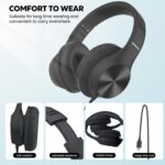 USB C Headphones Wired, Over Ear USB C Wired Headphones with Microphone, HD Stereo Sound, Volume Control, Foldable USB Type C Headphones for Adult/Teens/Computer/Laptop/iPhone 15/16/17, Black - Image 4