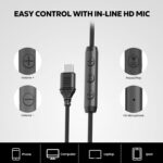 USB C Headphones Wired, Over Ear USB C Wired Headphones with Microphone, HD Stereo Sound, Volume Control, Foldable USB Type C Headphones for Adult/Teens/Computer/Laptop/iPhone 15/16/17, Black - Image 5