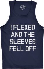 Crazy Dog Mens I Flexed and The Sleeves Fell Off Tank Top Funny Gym Workout Tee - Image 3
