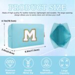 Personalized Initial Letter Patch Makeup Bag, Preppy Portable Chenille Cosmetic Bag with Zipper, PU Leather Waterproof Travel Toiletry Bag Monogram Make Up Pouch for Women Girls - Image 3