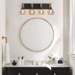 maesta 4-Light Farmhouse Bathroom Vanity Light Fixtures, Wood Bathroom Light Over Mirror, Rustic Sconces Wall Lighting with Elegant Metal Lampshade for Living Room, Bedroom, Hallway - Image 3