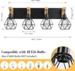 maesta 4-Light Farmhouse Bathroom Vanity Light Fixtures, Wood Bathroom Light Over Mirror, Rustic Sconces Wall Lighting with Elegant Metal Lampshade for Living Room, Bedroom, Hallway - Image 4