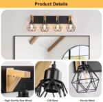 maesta 4-Light Farmhouse Bathroom Vanity Light Fixtures, Wood Bathroom Light Over Mirror, Rustic Sconces Wall Lighting with Elegant Metal Lampshade for Living Room, Bedroom, Hallway - Image 5