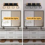 maesta 4-Light Farmhouse Bathroom Vanity Light Fixtures, Wood Bathroom Light Over Mirror, Rustic Sconces Wall Lighting with Elegant Metal Lampshade for Living Room, Bedroom, Hallway - Image 8