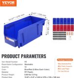 VEVOR Plastic Stackable Storage Bins 12 Pack (11 x 5 x 5-Inch), Hanging Storage Organizer Bins, Heavy Duty Stacking Containers for Closet, Garage, Office, Home, Pantry or Small Parts Organization - Image 8