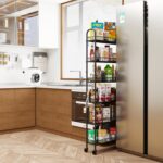 Slim Rolling Storage Cart with Wheels, Metal 6 Tier Mobile Shelving Unit Organizer Kitchen Utility Cart for Office Bathroom Kitchen Laundry Room Narrow Places (6inches) - Image 3