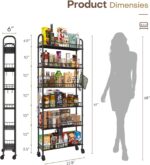 Slim Rolling Storage Cart with Wheels, Metal 6 Tier Mobile Shelving Unit Organizer Kitchen Utility Cart for Office Bathroom Kitchen Laundry Room Narrow Places (6inches) - Image 6