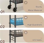 Slim Rolling Storage Cart with Wheels, Metal 6 Tier Mobile Shelving Unit Organizer Kitchen Utility Cart for Office Bathroom Kitchen Laundry Room Narrow Places (6inches) - Image 7