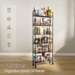 Slim Rolling Storage Cart with Wheels, Metal 6 Tier Mobile Shelving Unit Organizer Kitchen Utility Cart for Office Bathroom Kitchen Laundry Room Narrow Places (6inches) - Image 9