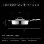 HexClad Hybrid Nonstick 4.5-Quart Deep Sauté Pan with Tempered Glass Lid, Stay-Cool Handle, Dishwasher-Friendly, Oven-Safe Up to 900°F, Induction Ready, Compatible with All Cooktops - Image 4
