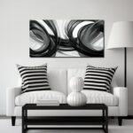 Abstract Canvas Wall Art for Office Black White and Gray Wall Decor Minimalist Print Living Room Bathroom Apartment Decoration Ready to Hang 20 x 40 Inch - Image 8