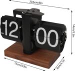 Irishom Digital Flip Down Clock Retro Automatic Turning Battery Operated Mechanical Clock for Home Room Office Decoration (Black) - Image 7