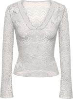 REORIA Women's Sexy Lace Sheer Mesh Tops Long Bell Sleeve Basic Tee Y2K Going Out T Shirts Deep V See Through Blouses - Image 6