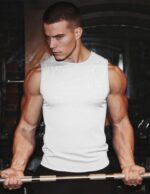 JMIERR Men's Ribbed Tank Tops Knit Sleeveless Workout T Shirt Muscle Gym Fitness Tee - Image 3