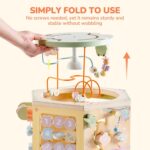 ROBOTIME Wooden Activity Cube for Toddlers, 13 in 1 Montessori Baby Activity Cube, Baby Play Cube Toy with Educational Features, Gift Wooden Cube Toy for Boys & Girls - 1 Year + - Image 3