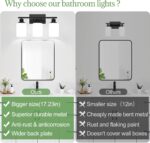 3-Light Bathroom Light Fixtures, Vanity Light with Milky White Shades, Matte Black Bathroom Light Fixtures Over Mirror, Modern Bathroom Wall Lamp for Mirror Living Room Cabinet Bedroom - Image 3