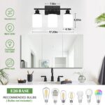 3-Light Bathroom Light Fixtures, Vanity Light with Milky White Shades, Matte Black Bathroom Light Fixtures Over Mirror, Modern Bathroom Wall Lamp for Mirror Living Room Cabinet Bedroom - Image 8