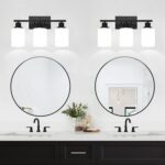 3-Light Bathroom Light Fixtures, Vanity Light with Milky White Shades, Matte Black Bathroom Light Fixtures Over Mirror, Modern Bathroom Wall Lamp for Mirror Living Room Cabinet Bedroom - Image 9