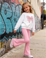 Girls Clothes 2 Piece Cute Butterfly Sweatshirt & Flared Pants/Cargo Pants Winter Outfits for Teen Girls 7-14Y - Image 3
