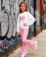 Girls Clothes 2 Piece Cute Butterfly Sweatshirt & Flared Pants/Cargo Pants Winter Outfits for Teen Girls 7-14Y - Image 4