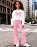 Girls Clothes 2 Piece Cute Butterfly Sweatshirt & Flared Pants/Cargo Pants Winter Outfits for Teen Girls 7-14Y - Image 6