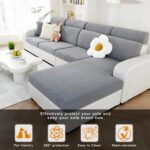 Couch Cushion Covers, Couch Covers Magic Sofa Covers Washable Stretch Resistant Slipcovers for Sectional and L Shaped Seats Furniture Protectors for Pets (Laege, Dark Gray) - Image 3