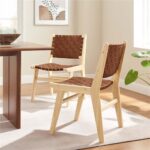 Modway Saoirse Faux Leather Wood Dining Side Chair - Set of 2 in Natural Brown - Image 3