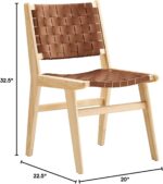 Modway Saoirse Faux Leather Wood Dining Side Chair - Set of 2 in Natural Brown - Image 4
