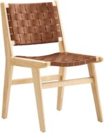 Modway Saoirse Faux Leather Wood Dining Side Chair - Set of 2 in Natural Brown - Image 5