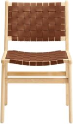 Modway Saoirse Faux Leather Wood Dining Side Chair - Set of 2 in Natural Brown - Image 6