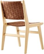 Modway Saoirse Faux Leather Wood Dining Side Chair - Set of 2 in Natural Brown - Image 8