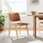Modway Saoirse Faux Leather Wood Dining Side Chair - Set of 2 in Natural Brown - Image 11