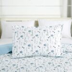 Chezmoi Collection Fran 3-Piece Floral Quilt Set Queen - Blue White Poppy Floral Watercolor Printed Microfiber Lightweight Bedspread Set for All Season - Image 4