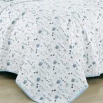 Chezmoi Collection Fran 3-Piece Floral Quilt Set Queen - Blue White Poppy Floral Watercolor Printed Microfiber Lightweight Bedspread Set for All Season - Image 7