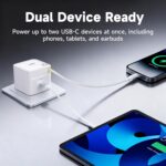 Basix by iOttie 35W GaN Wall Charger with Built-in Retractable USB-C Cable and Extra USB-C Port, Dual Device Fast Charging, Compact Travel Charger with Folding Prongs - Image 3